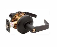Commercial Non-Handed Grade 1 Security Keyed Entry With Push Button Lever In Oil Rubbed Bronze