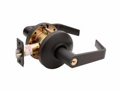 Commercial Non-Handed Grade 2 Security Keyed Entry With Push Button Lever In Oil Rubbed Bronze