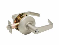 Commercial Non-Handed Grade 2 Security Keyed Entry With Push Button Lever In Satin Stainless