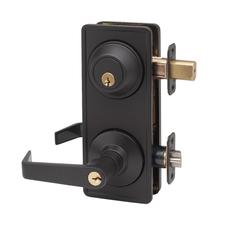 Commercial Non-Handed Grade 2 Security One Point Interconnected Lock With Push Button Lever In Oil Rubbed Bronze