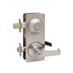 Commercial Non-Handed Grade 2 Security One Point Interconnected Lock With Push Button Lever In Satin Stainless