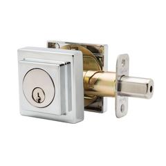 Square Single Cylinder Deadbolt In Polished Stainless