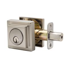 Square Single Cylinder Deadbolt In Satin Stainless
